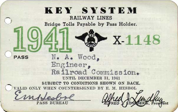 Keypass
Key System pass, 1941. <i>Courtesy of John Stashik</i>
