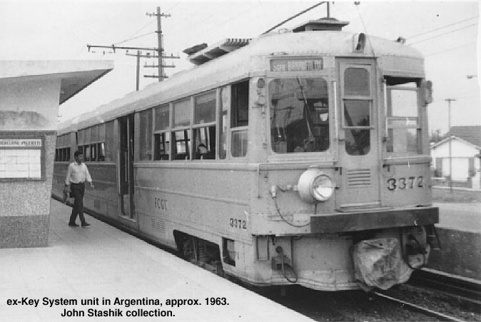 exKey_Argentina_3372_001
ex-Key System unit in Argentina. Note the trolley pole, split windows, covered coupler, jumper cables and no more route letter sign on front of unit. John Stashik Collection
