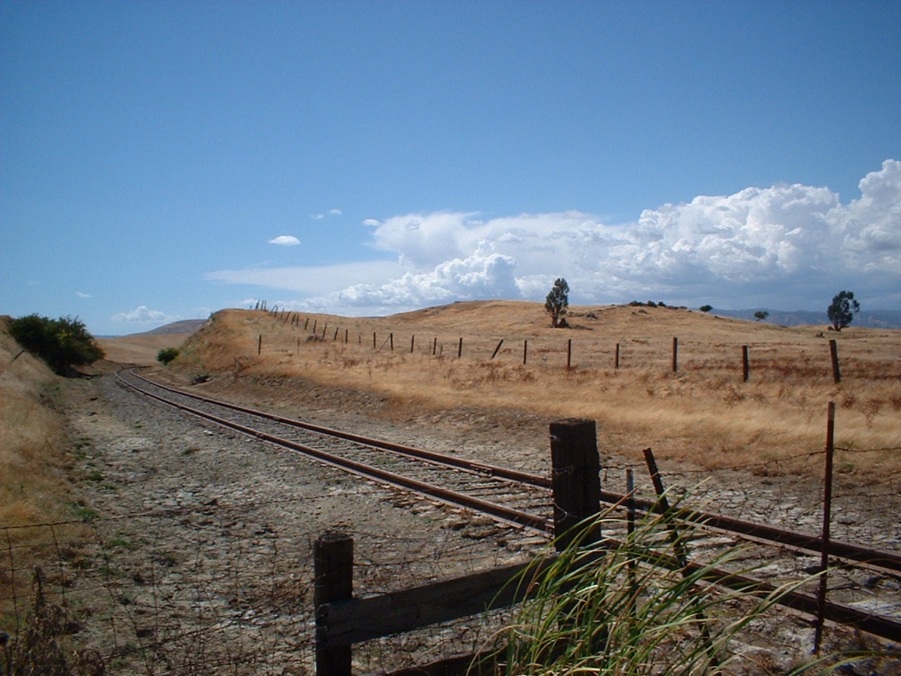 DSCF0006
An opposite view of the same track, looking due West. On the other side of the hill, the track joins the UP (SP) mainline at Cannon. This track is now owned by the Western Railway Museum and is used to tranfer equipment to and from the museum.
