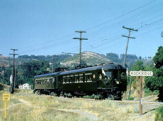 Rockridge
A Westbound interurban approaches the Rockridge grade crossing.
