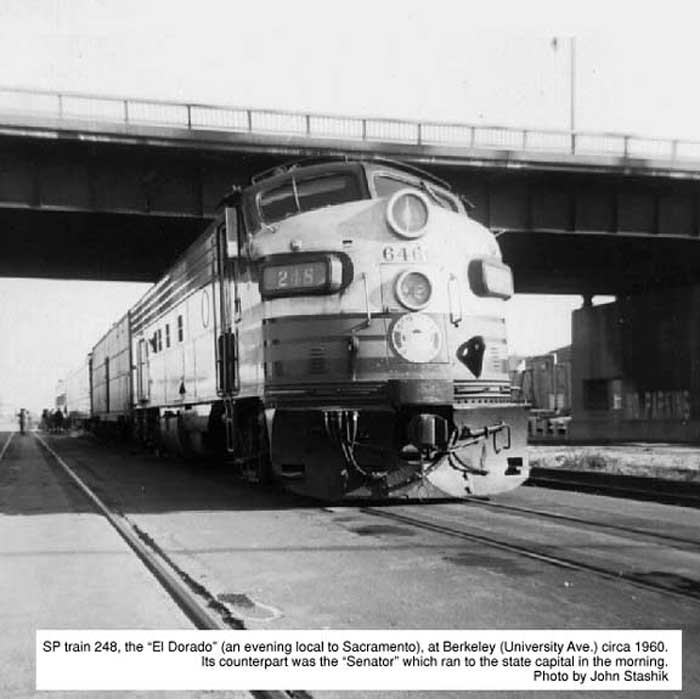SPtr248
SP train 248, the El Dorado, at Berkeley circa 1960. <i>Courtesy of John Stashik</i>
