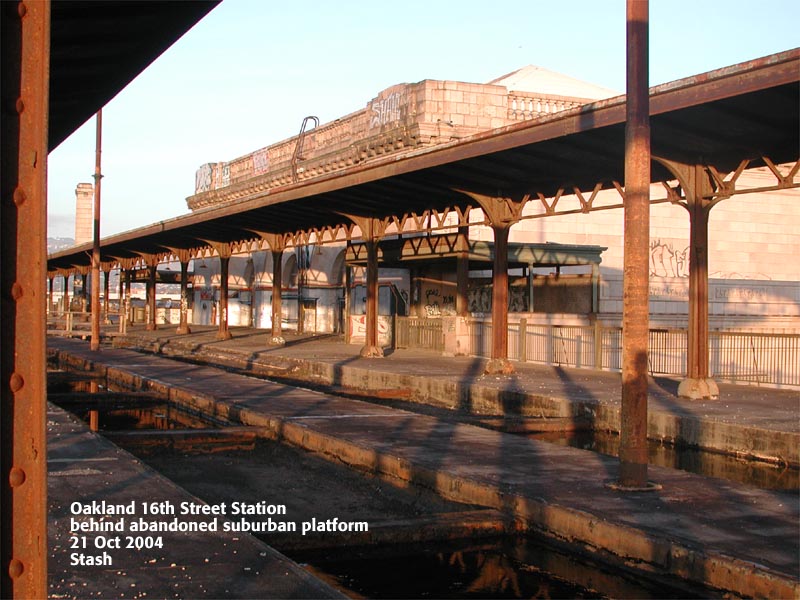 Top04
Oakland 16th St Station behind abandoned suburban platform 10/21/04 Photo by Stash
